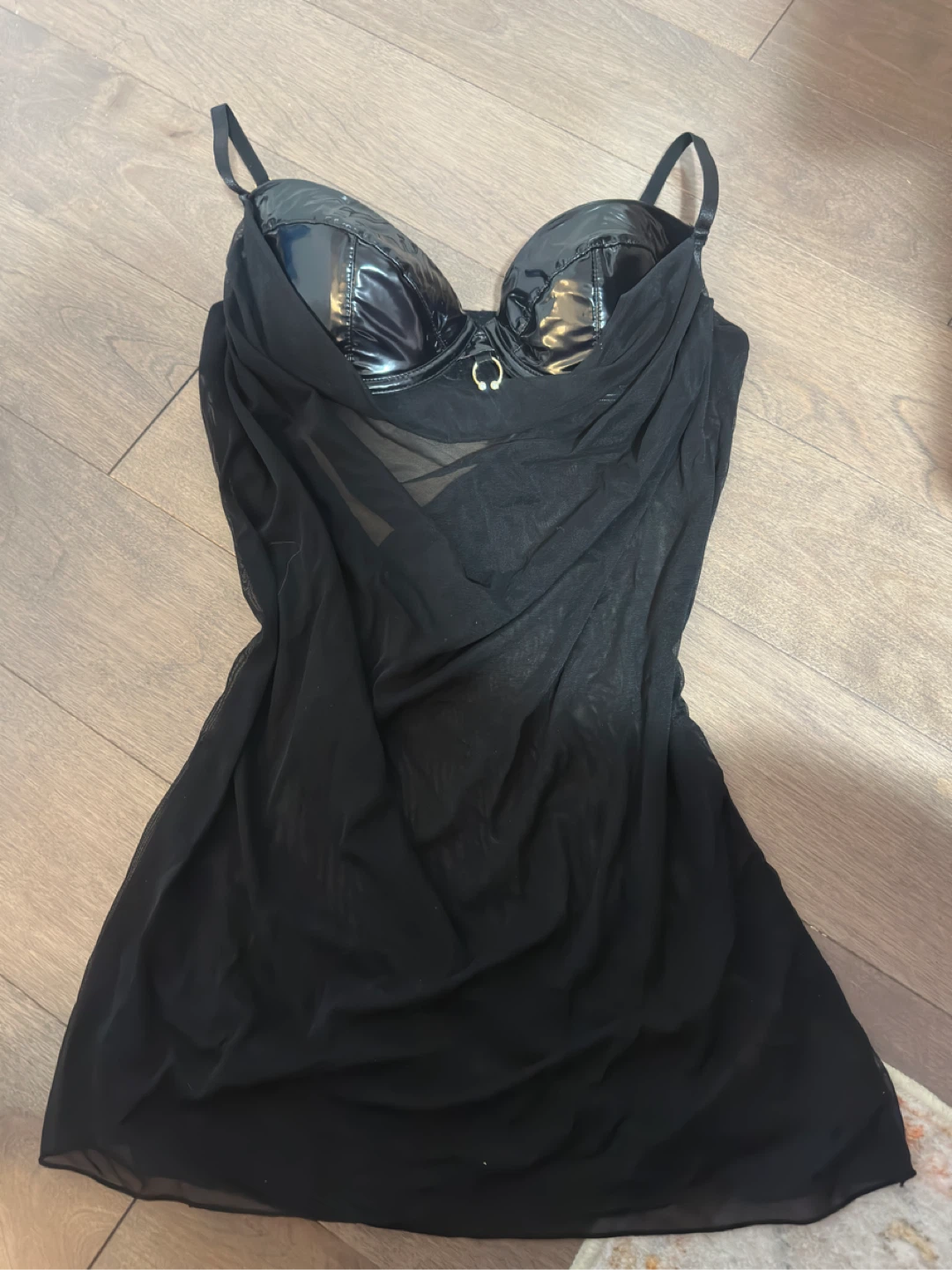 Fashion Nova Black Mesh Lingerie Slip Dress