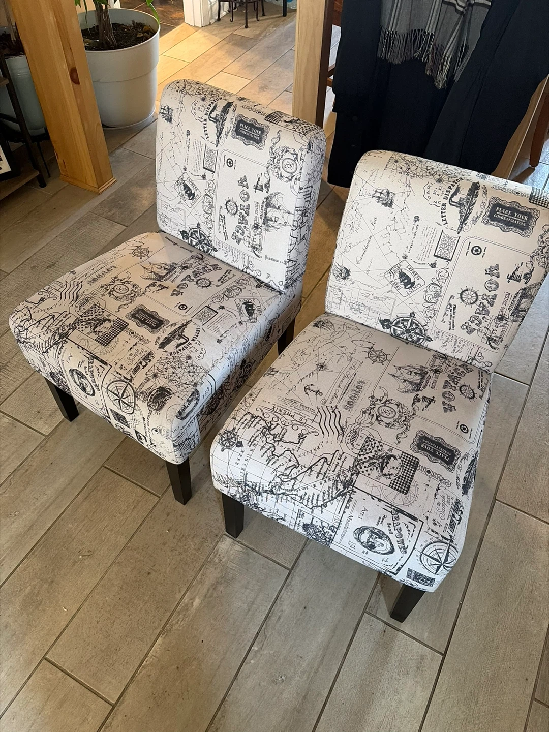 Accent Chairs (Set of 2) - Map Print - photo 2