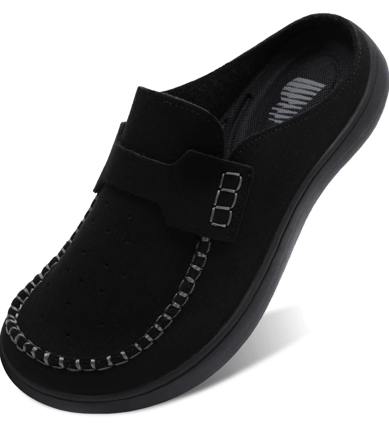 Black Suede Faux Leather Mules - Wide Fit Size:9
