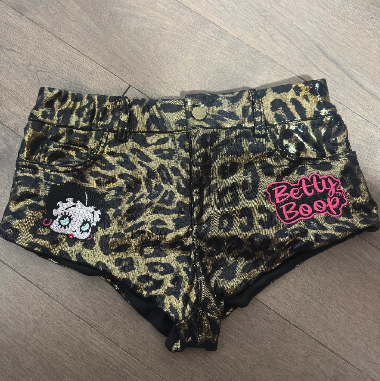 New Betty Boop Leopard Print Metallic Shorts
