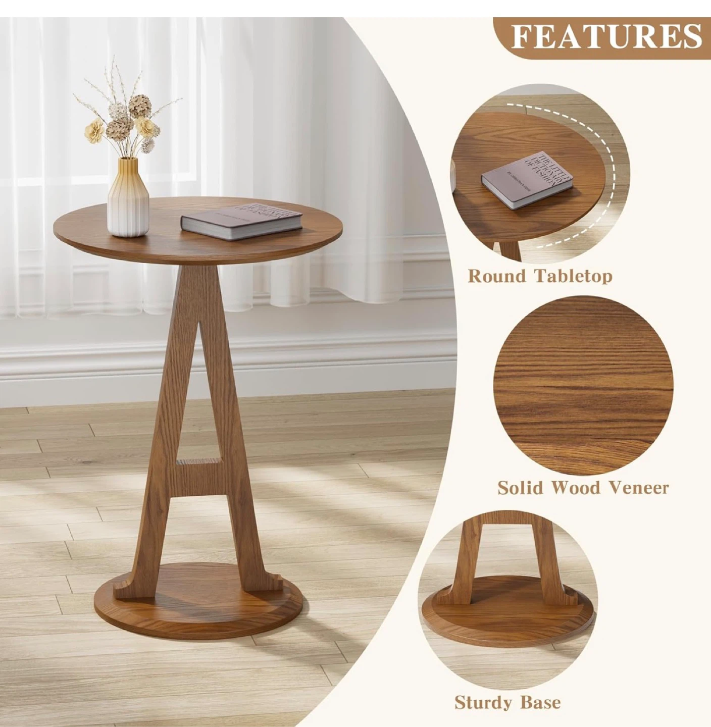 2 Modern Walnut Wood End Tables - photo 5