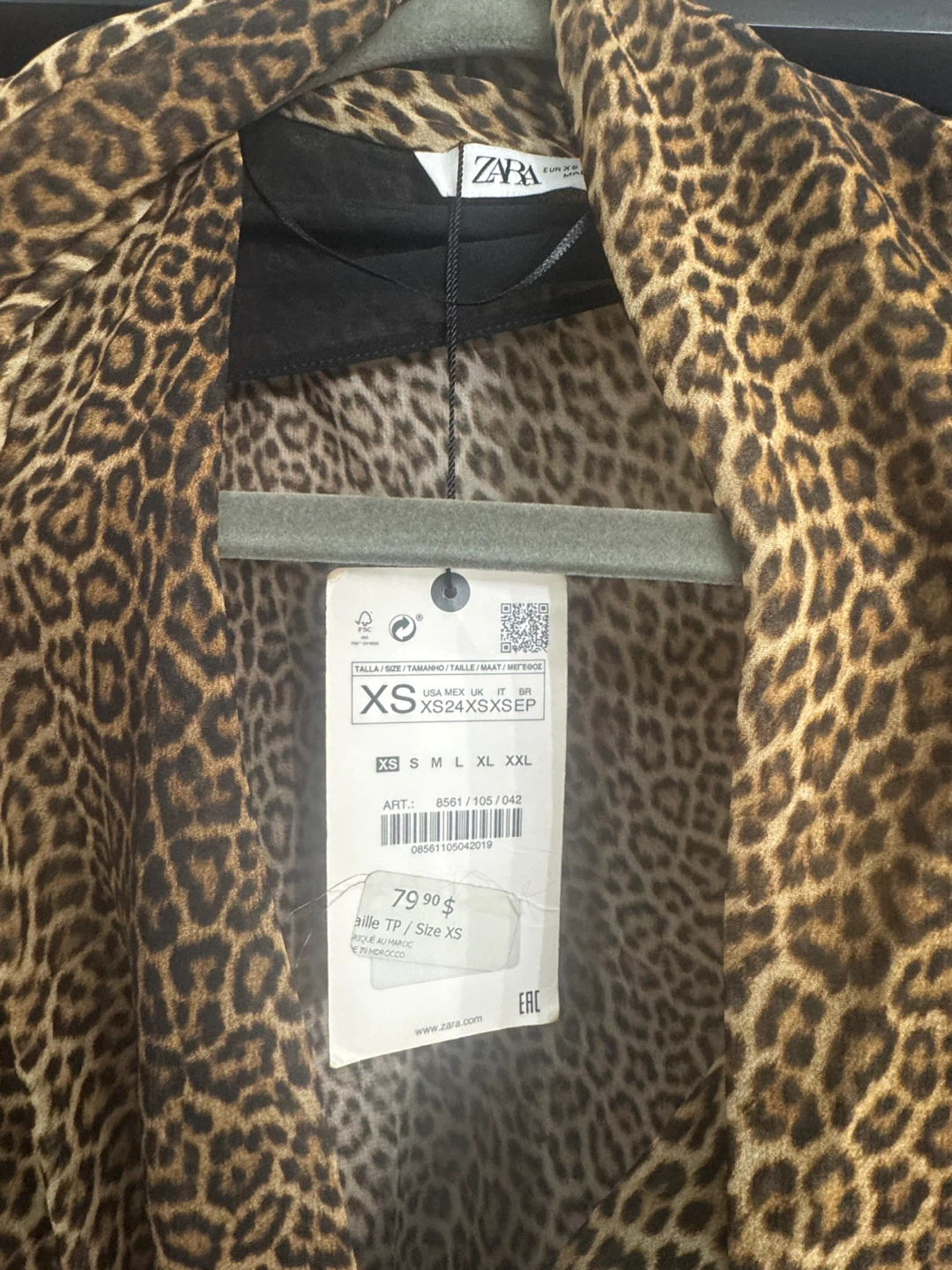 ZARA Leopard Print Belted Dress XS