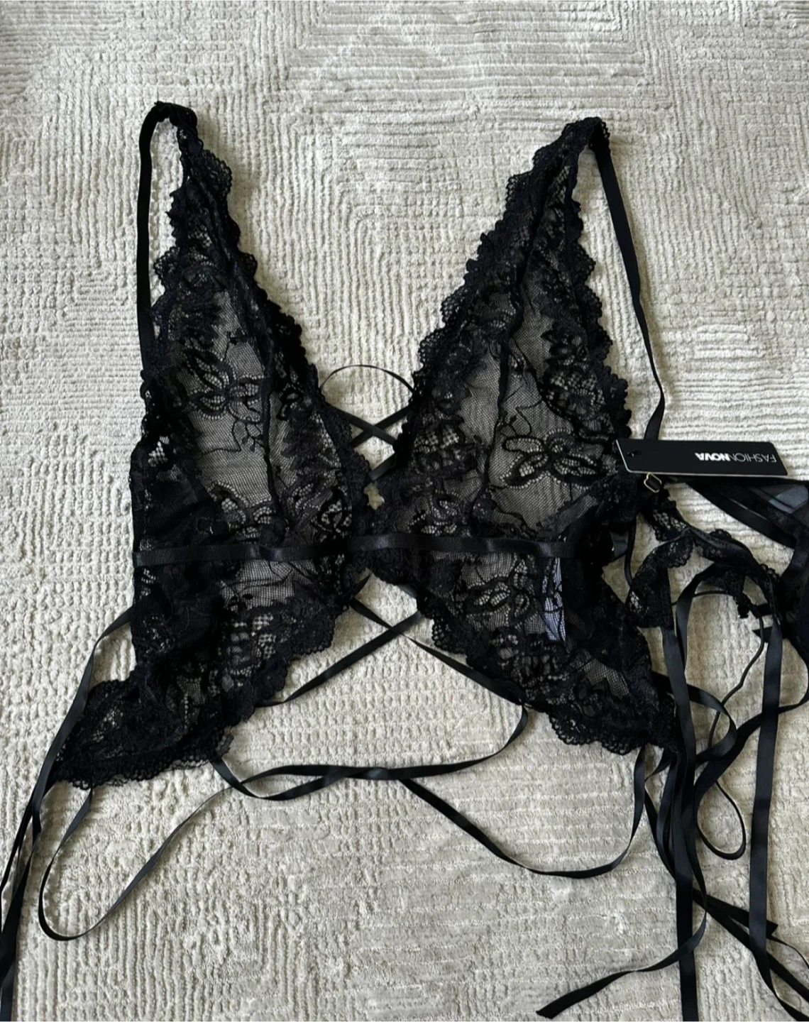 New Fashion Nova Black Lace Two Piece