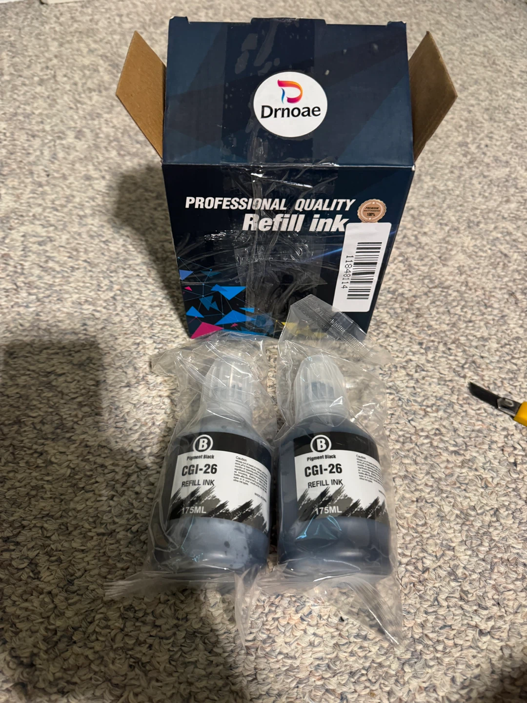 Drnoae Pigment Black CGI-26 Refill Ink (2 x 175ml bottles)