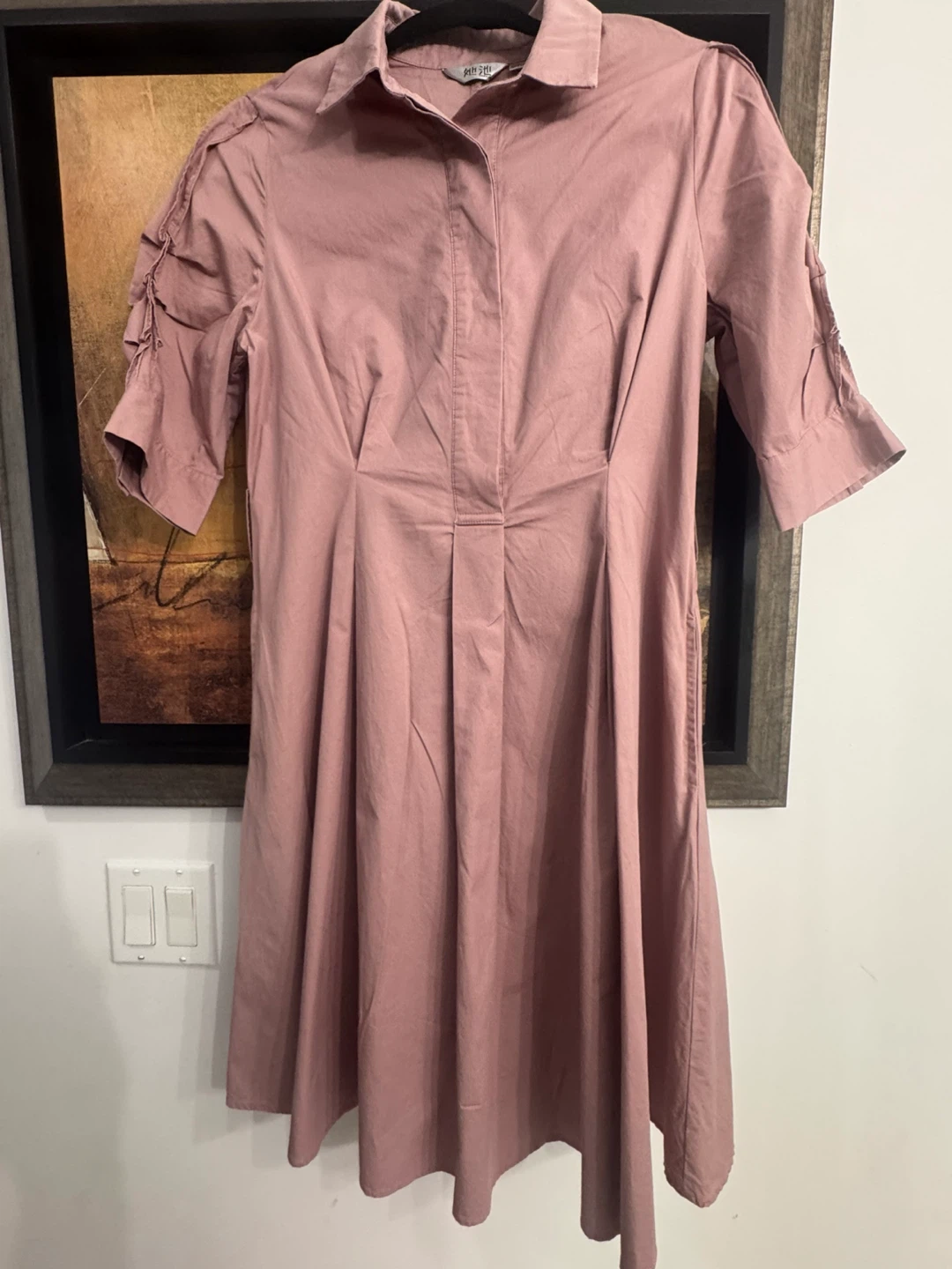 Pink collared shirtdress