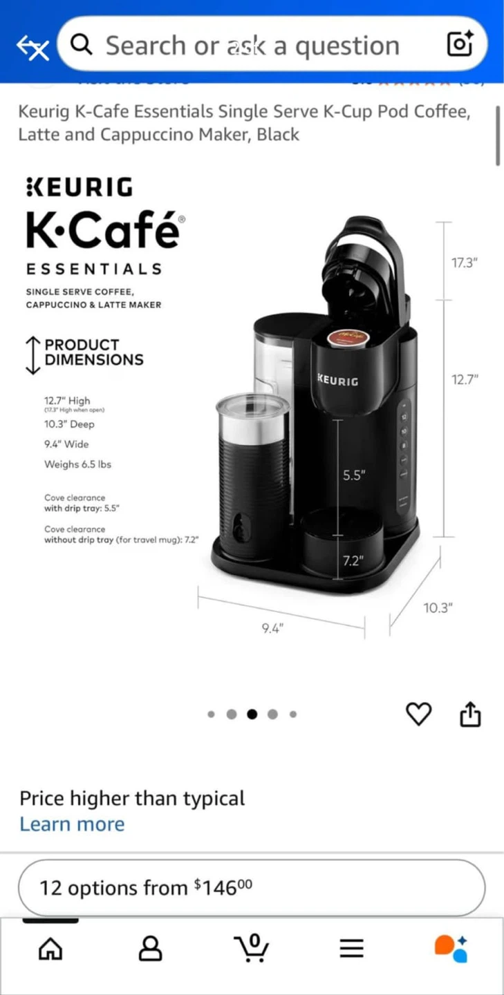 Keurig K-Cafe Essentials Coffee, Latte & Cappuccino Maker