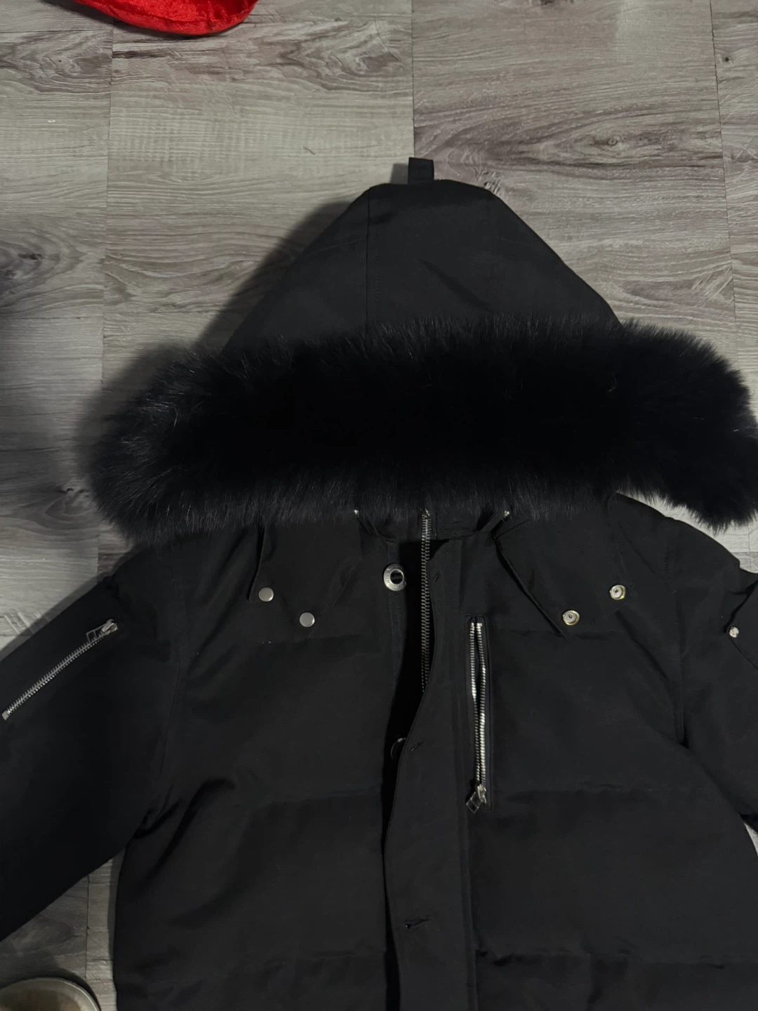 Moose Knuckles Black Down Puffer Parka with Fur Hood - photo 3