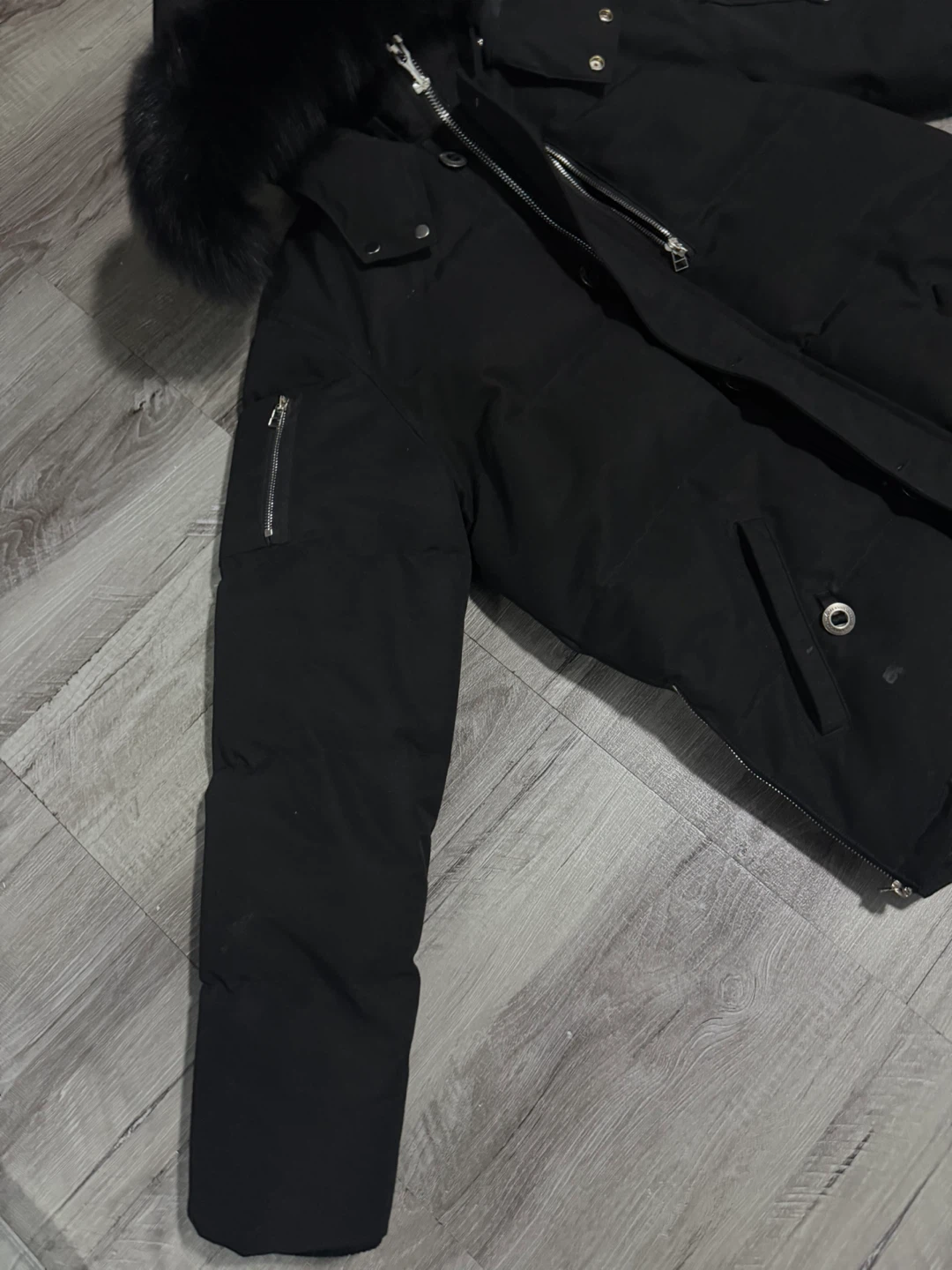 Moose Knuckles Black Down Puffer Parka with Fur Hood - photo 2