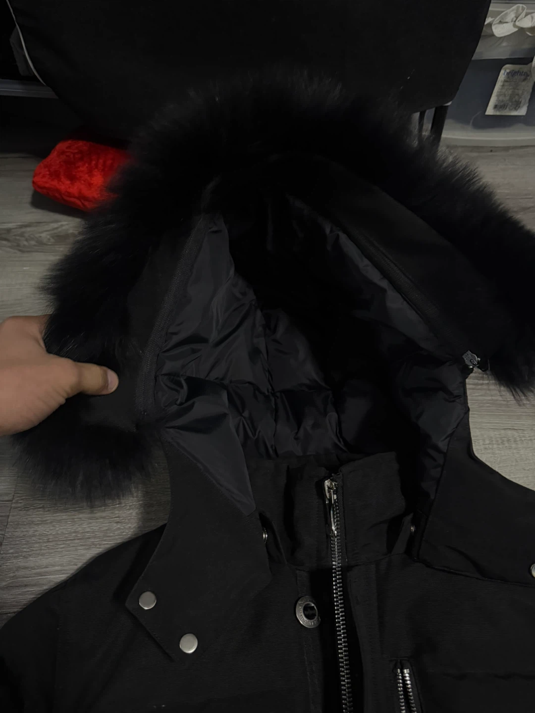 Moose Knuckles Black Down Puffer Parka with Fur Hood - photo 4