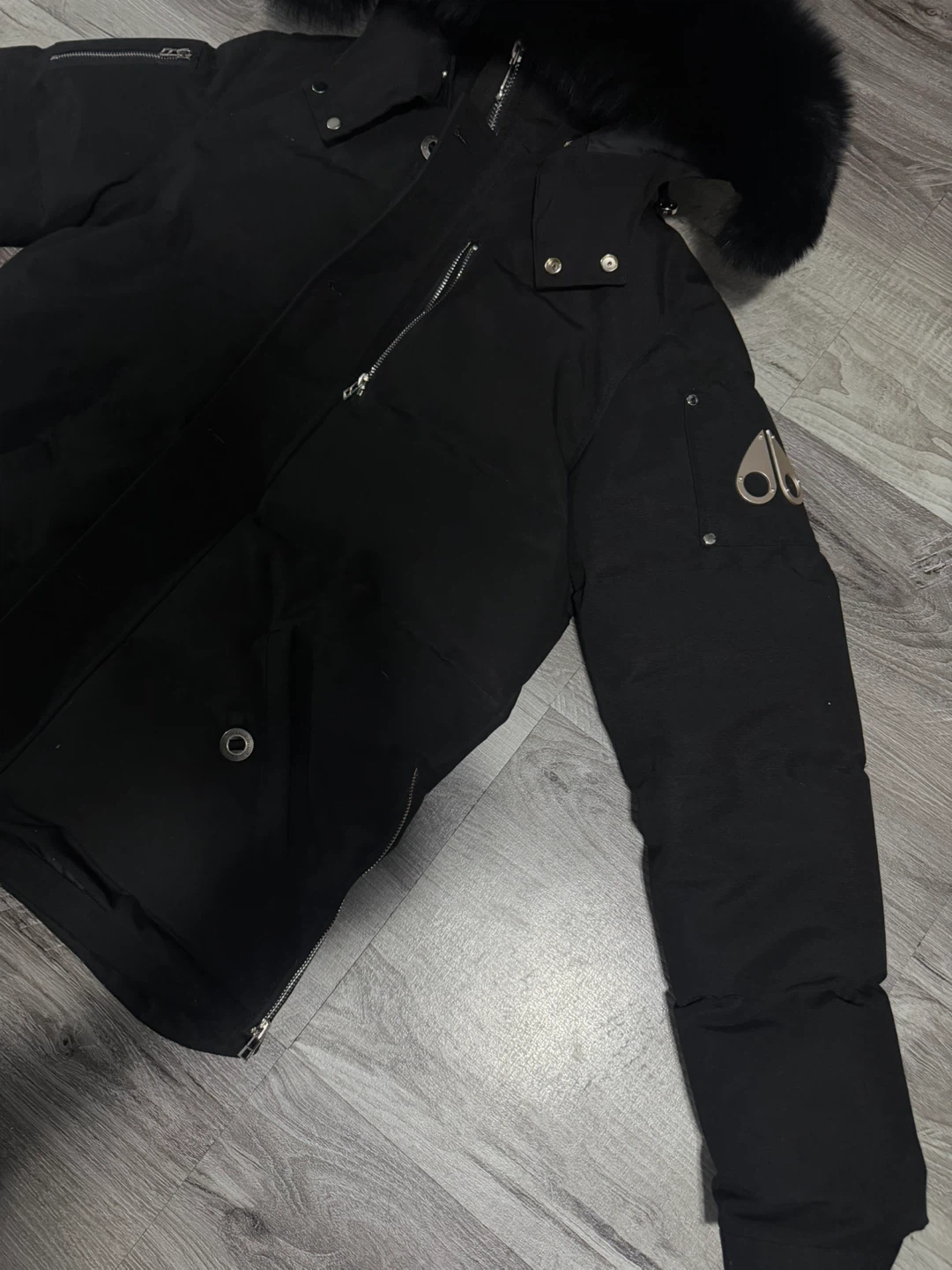 Moose Knuckles Black Down Puffer Parka with Fur Hood - photo 5