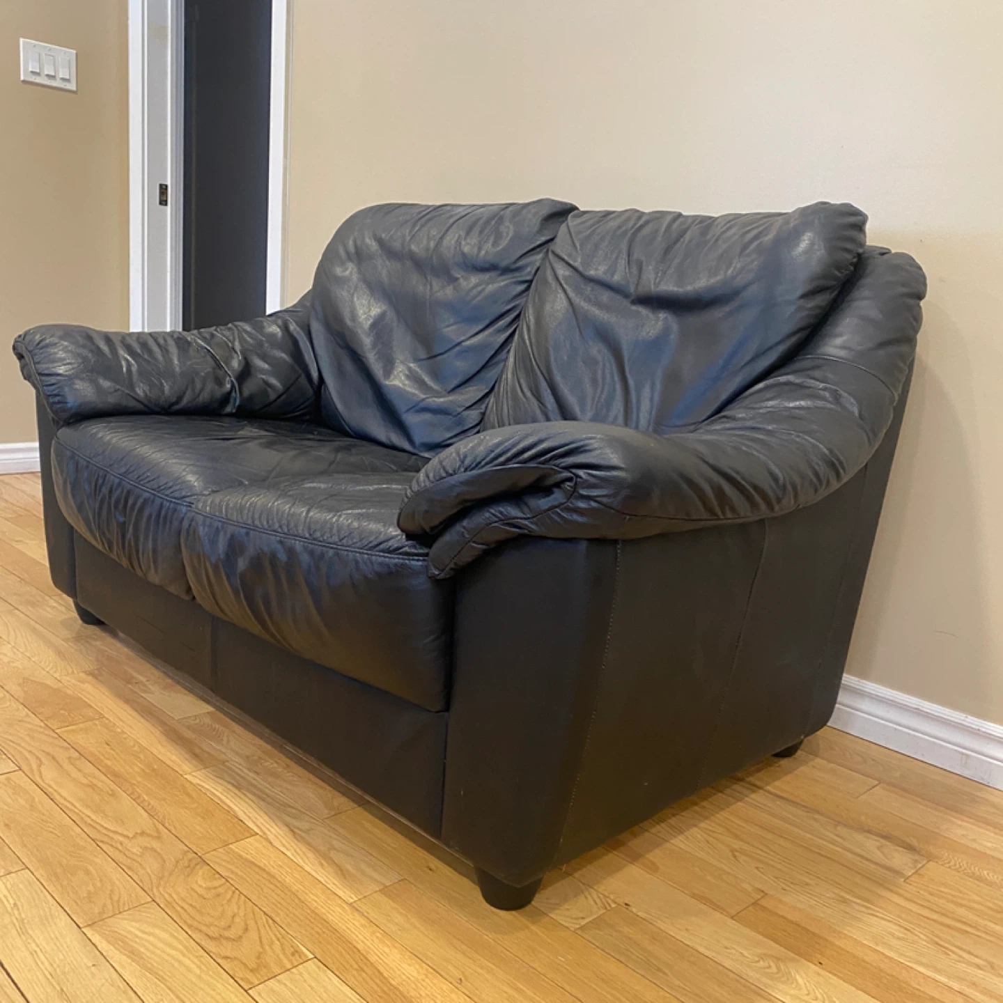 Black Mobilia Genuine Leather Loveseat Sofa (CAN DELIVER) - photo 4