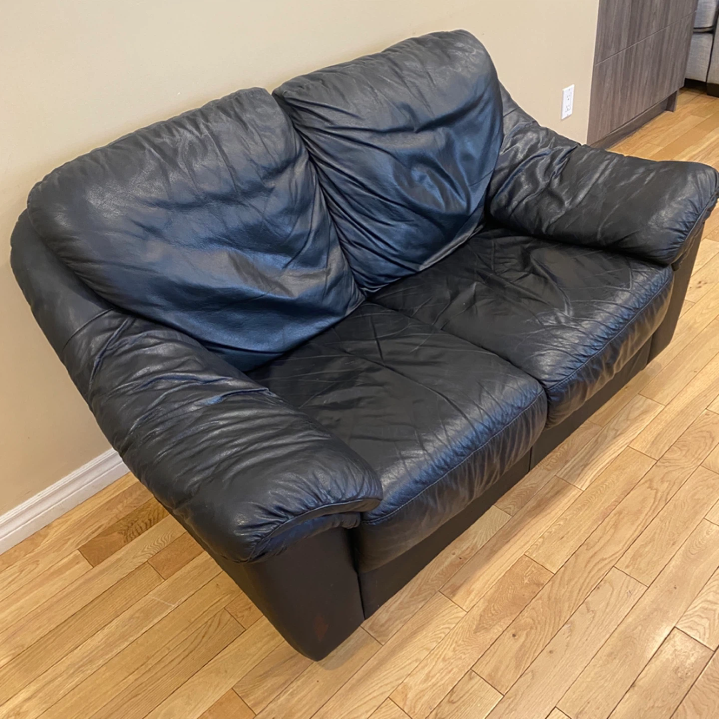 Black Mobilia Genuine Leather Loveseat Sofa (CAN DELIVER) - photo 2