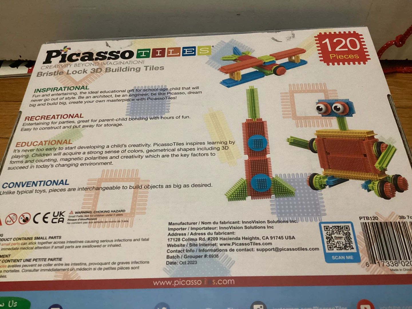 PicassoTiles Bristle Lock 3D Building Tiles - 120 Pieces - photo 3