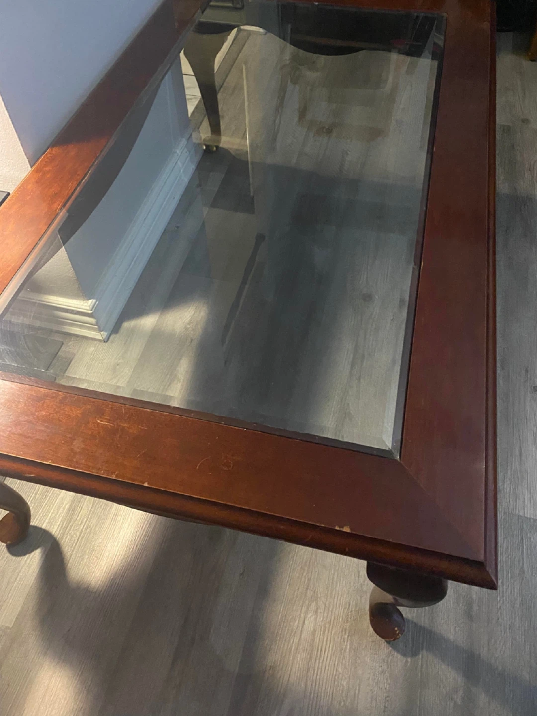 Wooden Coffee Table with Glass Top