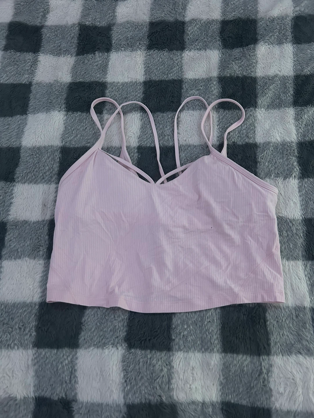 Lululemon Pink Ribbed Cropped Tank Top