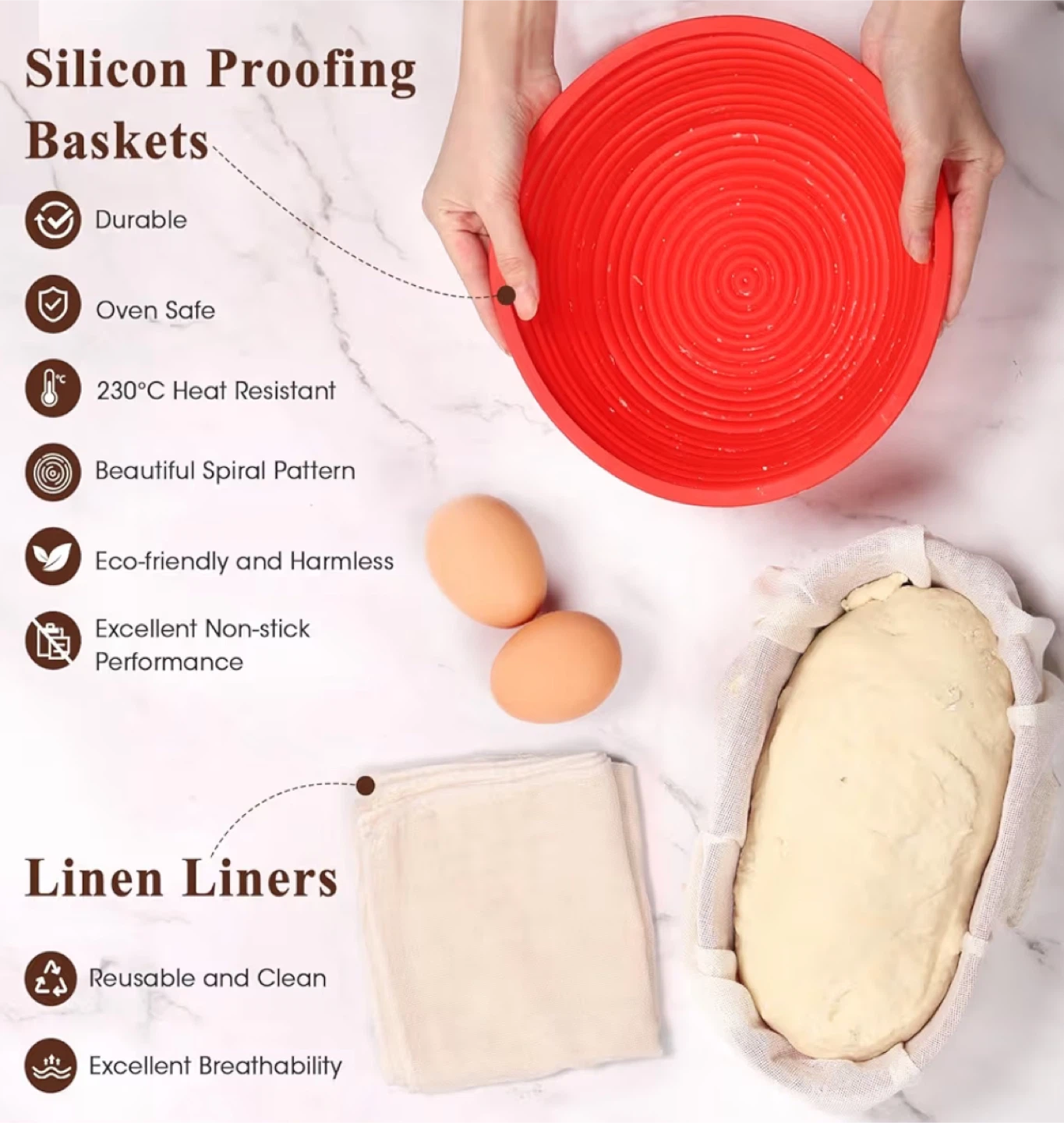 DOQAUS Bread Proofing Basket Set - photo 5