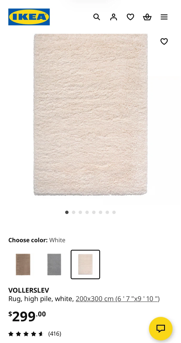 IKEA VOLLERSLEV Rug - White, 200x300 cm