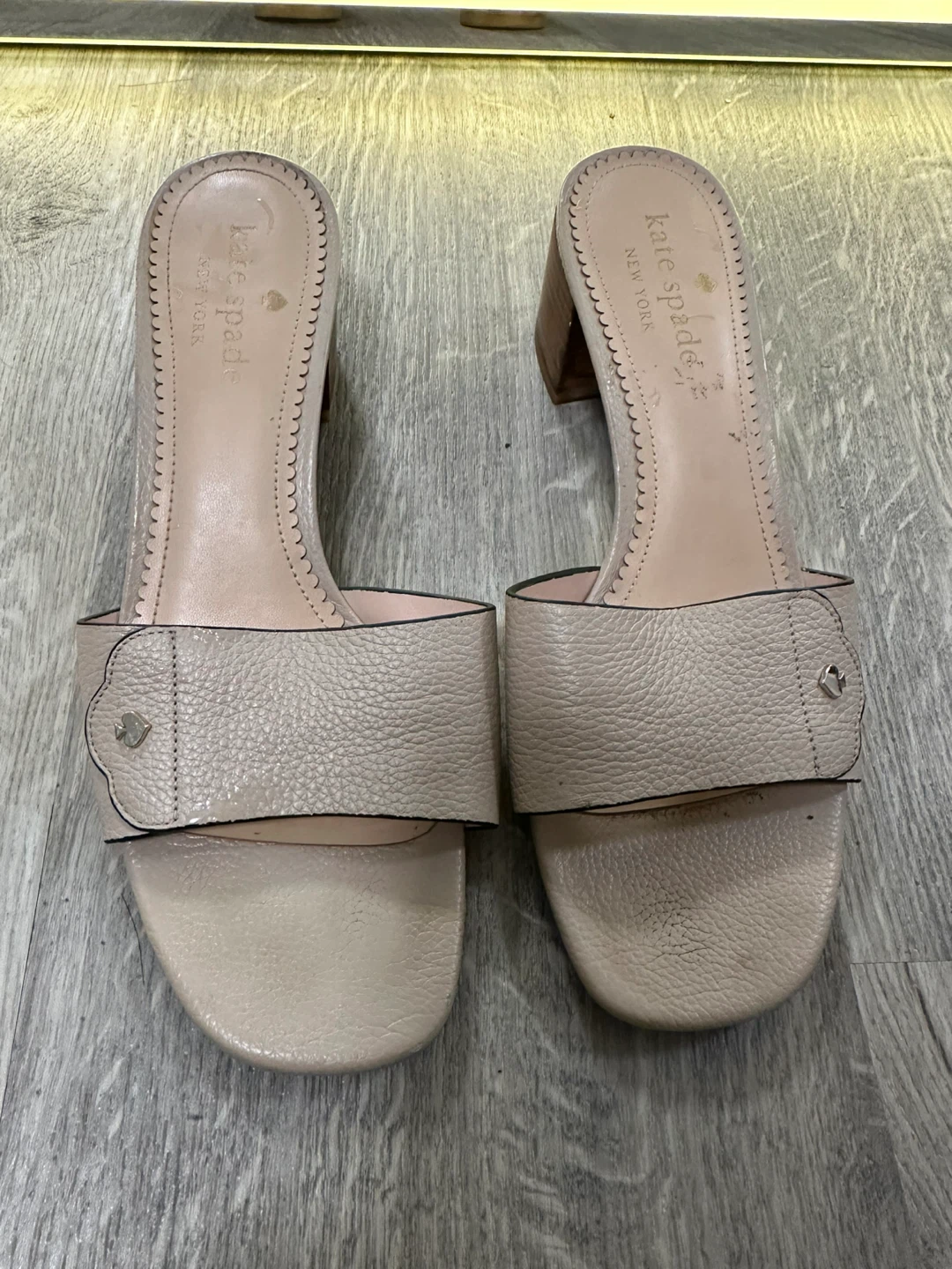 Kate Spade Beige Leather Slide Heels Size 6.5B
