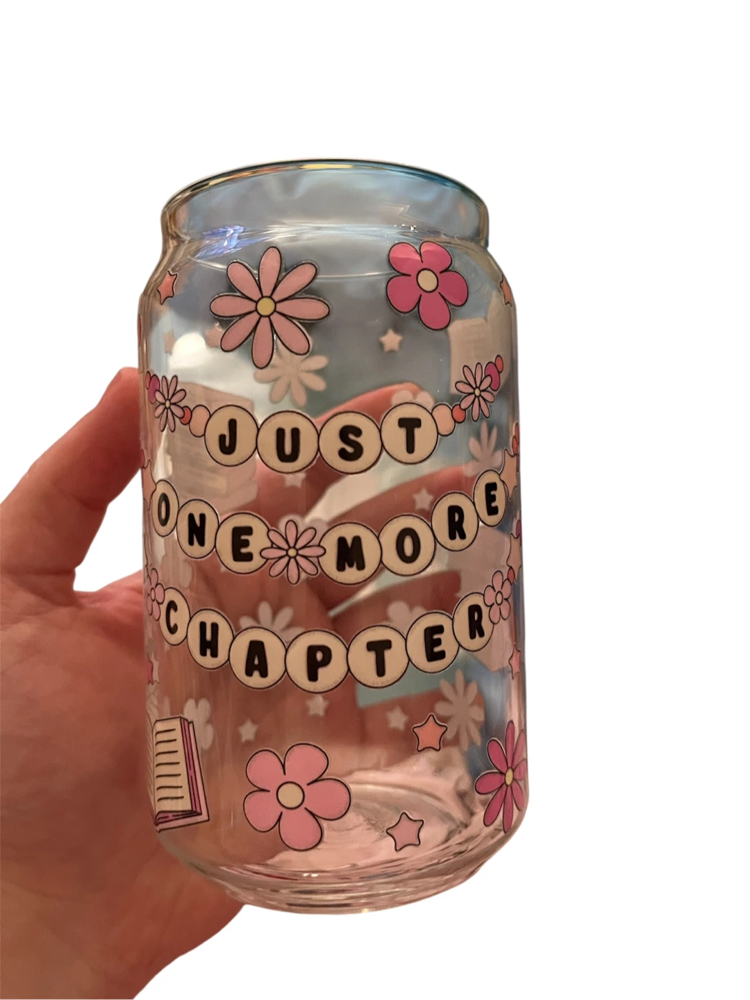 Book Lover "Just One More Chapter" Glass Tumbler