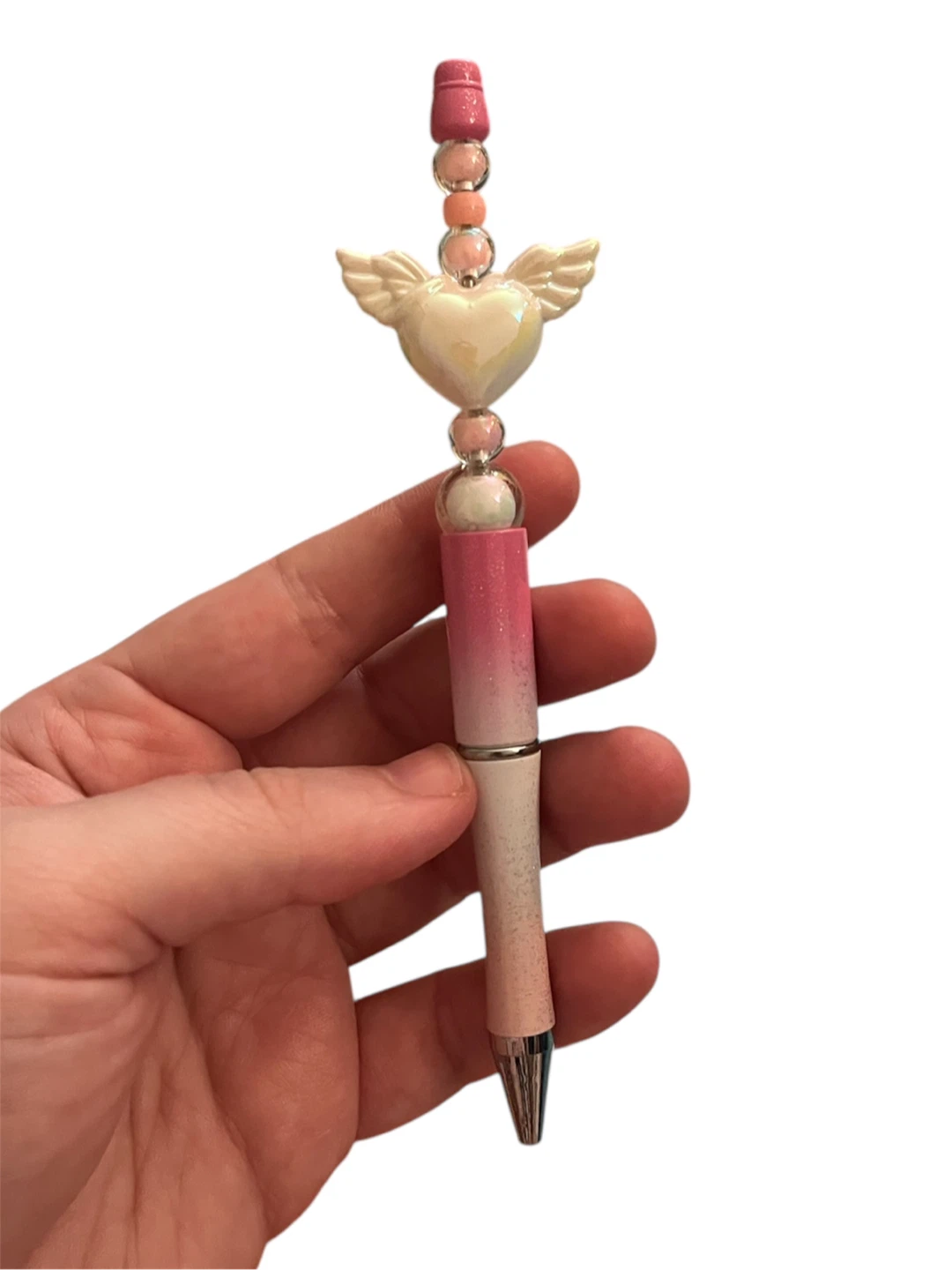 Custom Beaded Pen with Heart and Wings
