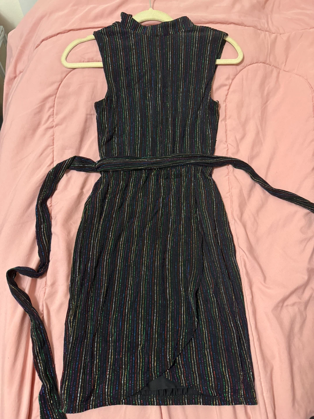 Women's Striped Sleeveless Wrap Dress