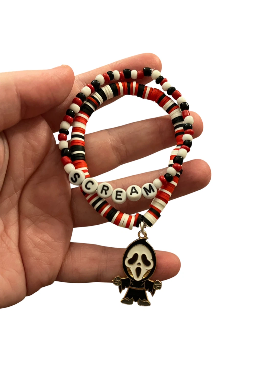 Scream Ghostface Charm Beaded Bracelet