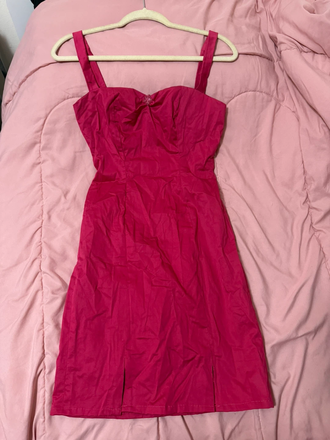 Pink Mini Dress with Sweetheart Neckline