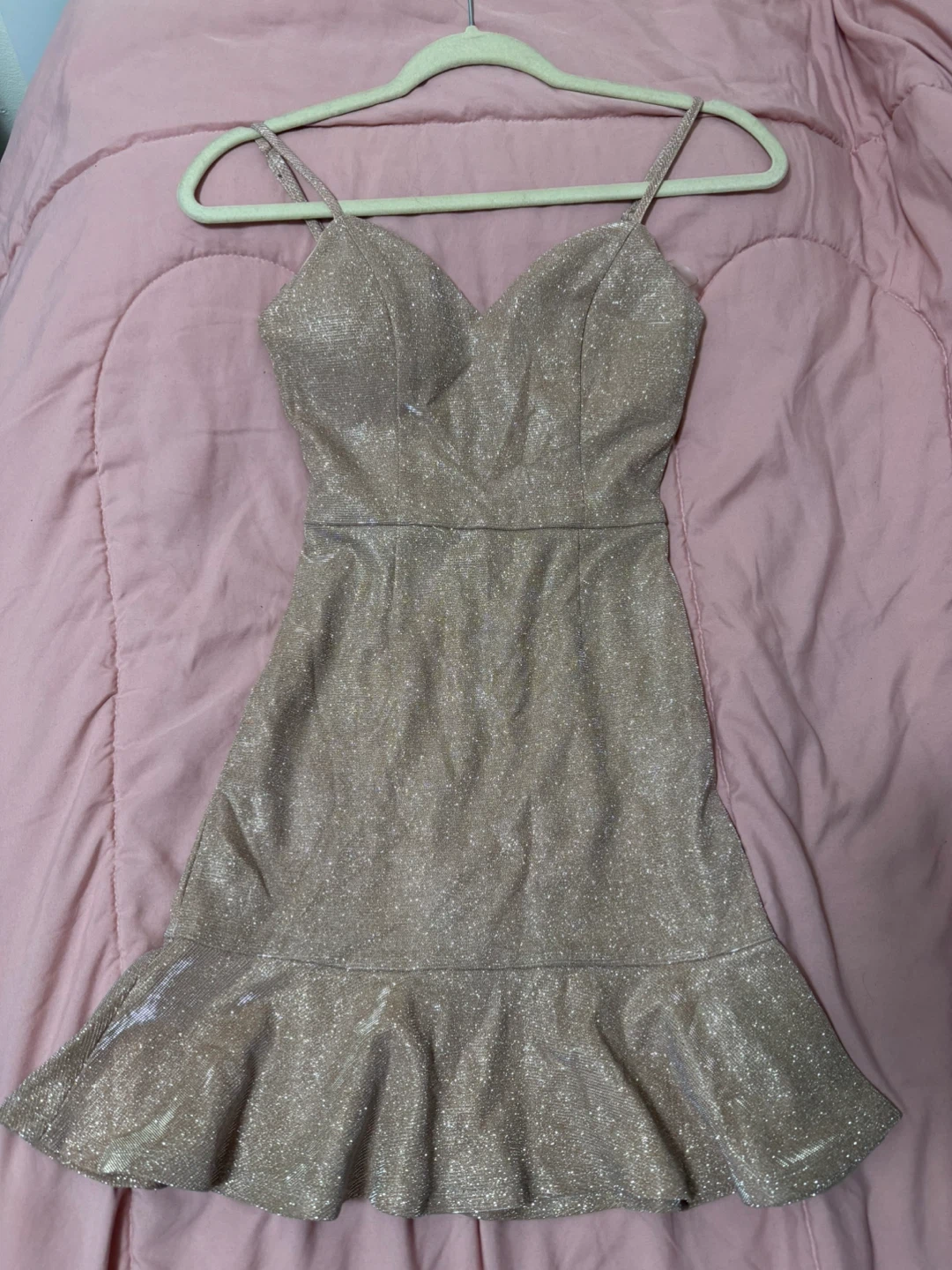 Sparkly Champagne Fit and Flare Dress