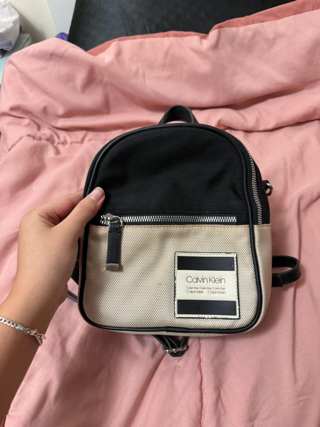 Calvin Klein Canvas and Faux Leather Mini Backpack