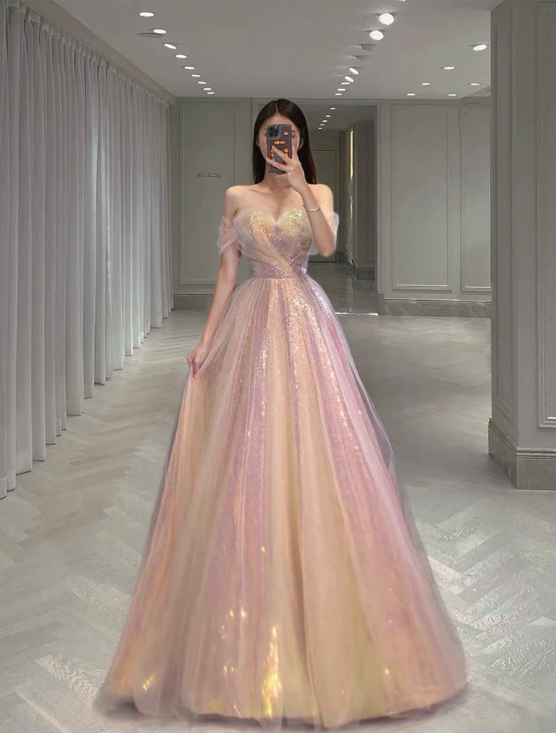 Sparkly Off-the-Shoulder Ball Gown