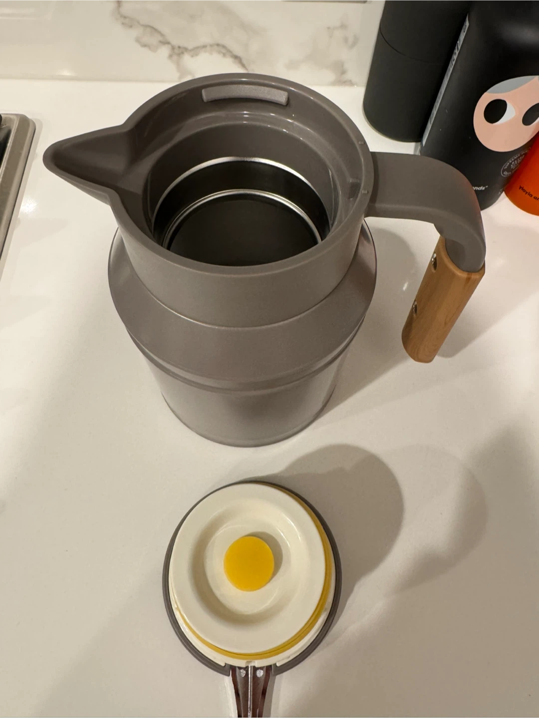Grey Thermos Carafe with Wood Handle - photo 2