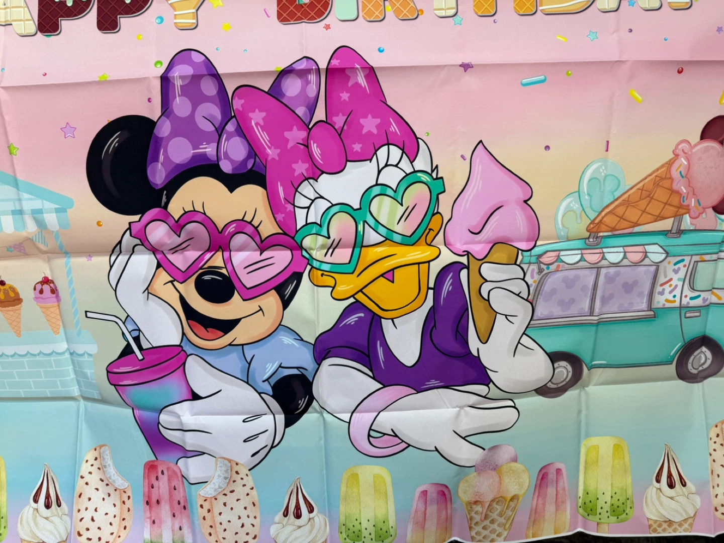 Disney Minnie & Daisy Ice Cream Birthday Banner - photo 3
