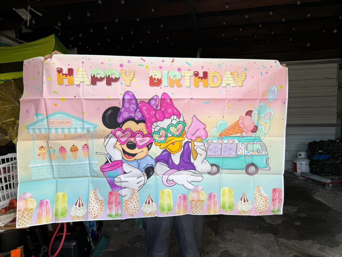 Disney Minnie & Daisy Ice Cream Birthday Banner