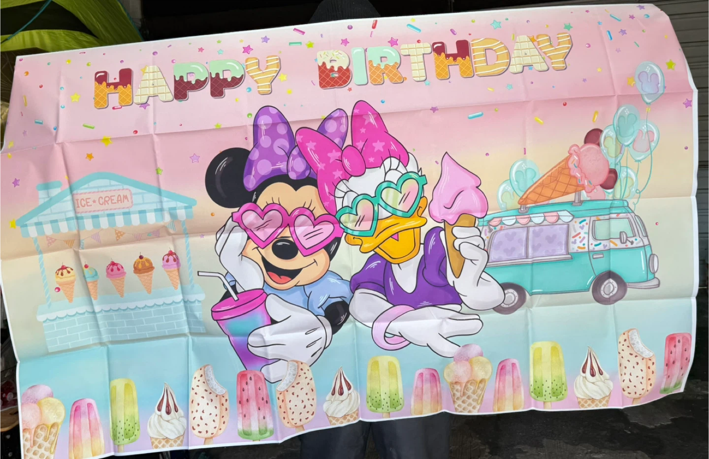 Disney Minnie & Daisy Ice Cream Birthday Banner - photo 2