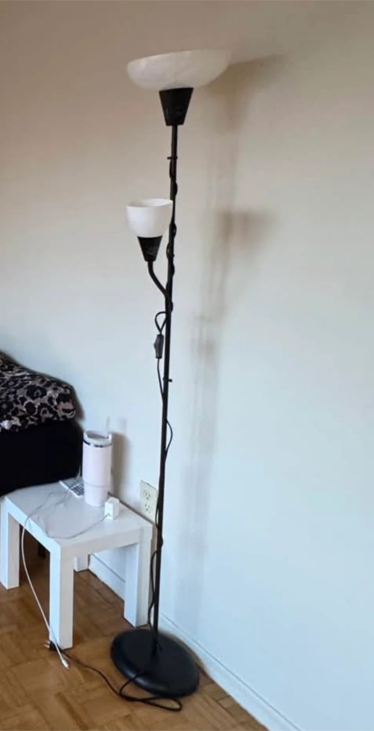 IKEA Black Floor Lamp with Two Lights