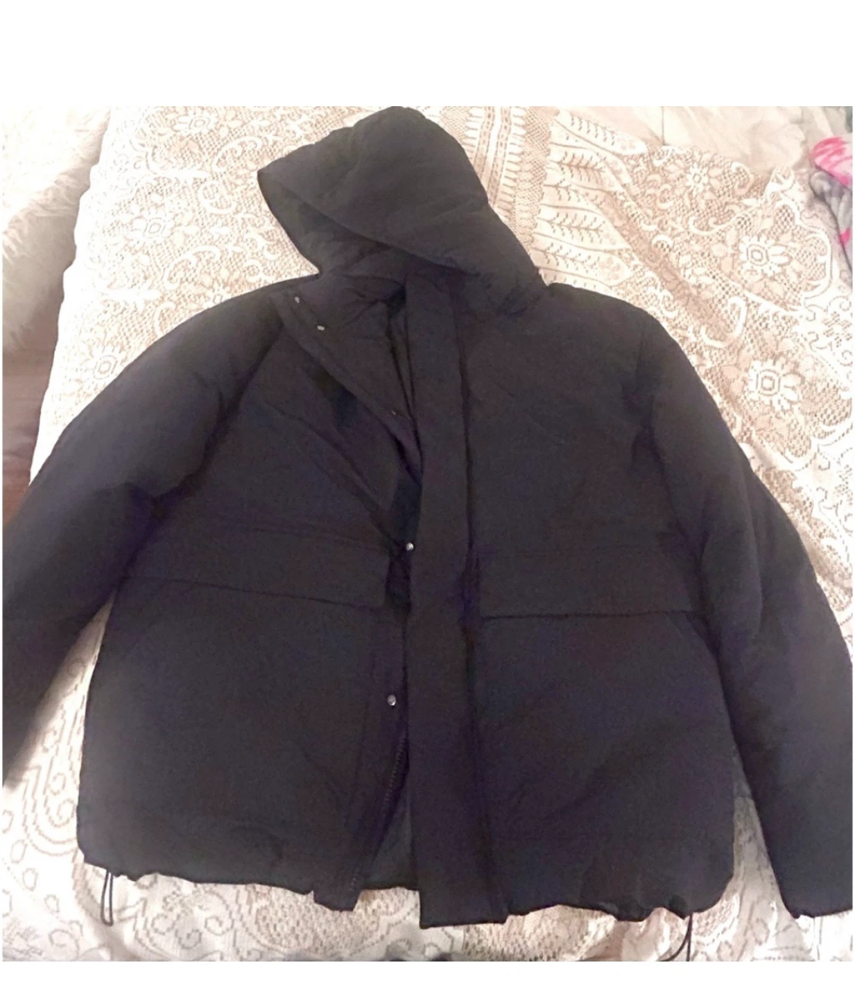 Zara men xl Black Puffer Winter Coat with Hood - photo 5