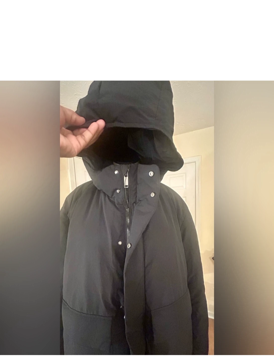 Zara men xl Black Puffer Winter Coat with Hood - photo 3