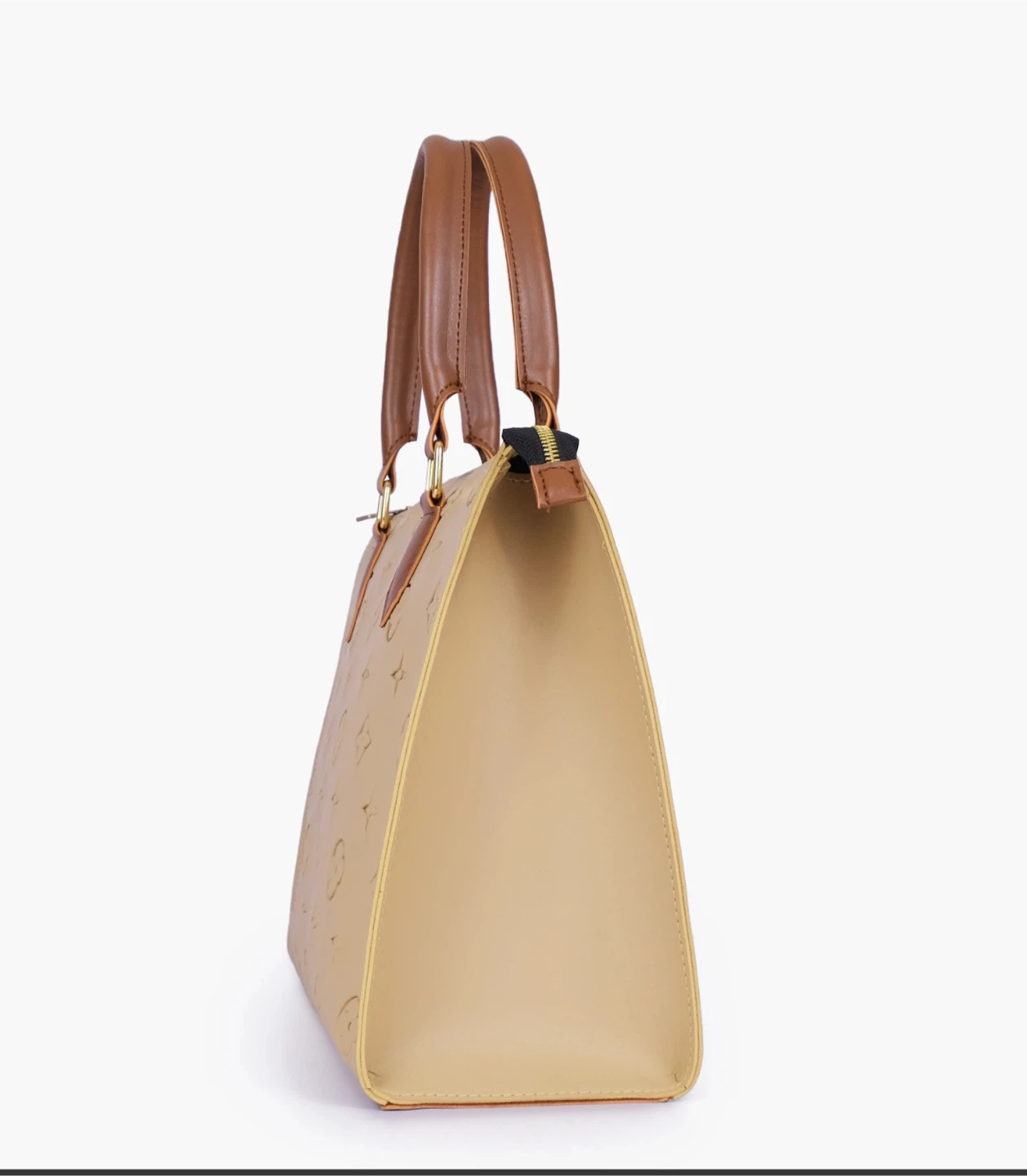 Tan Satchel Handbag with Brown Accents - photo 2