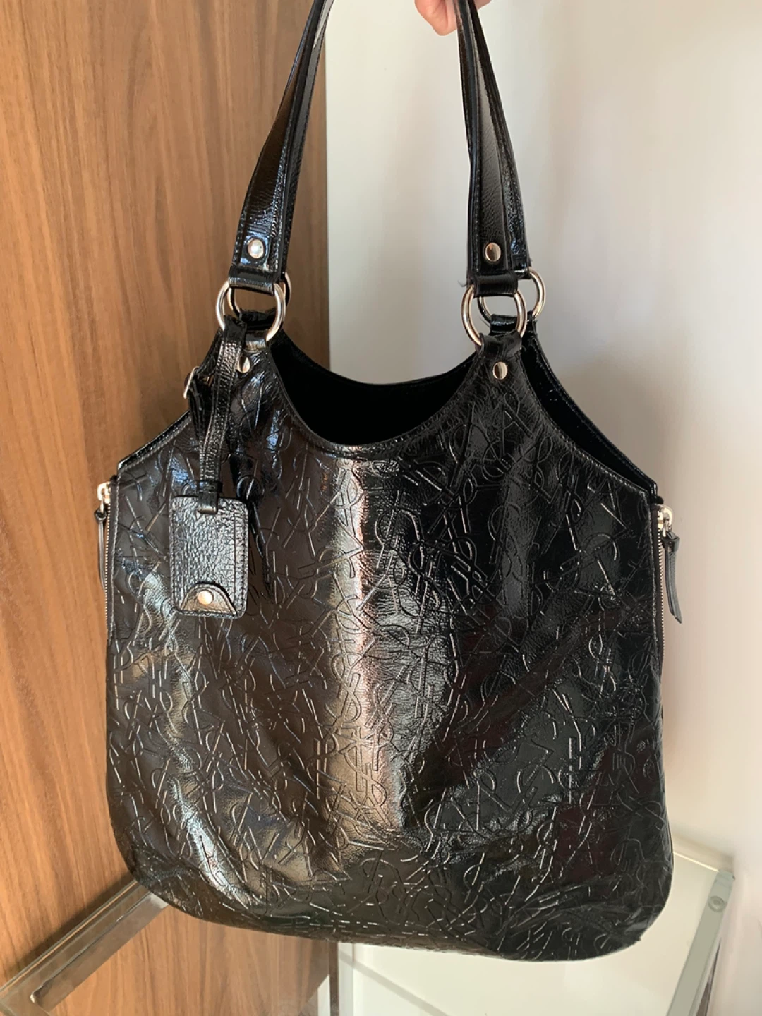 Yves Saint Laurent Black Patent Leather Tote Bag