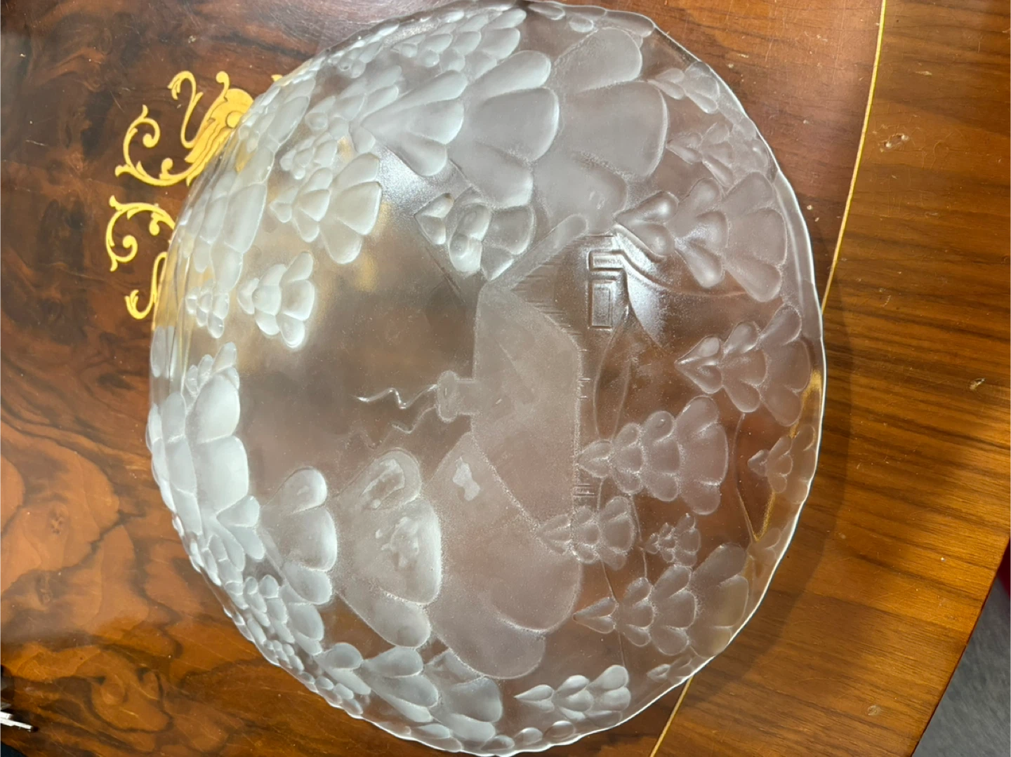 Frosted Glass Serving Dish with Winter Scene - photo 2