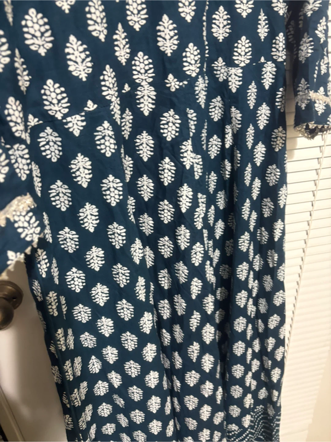 LC Size L Teal Blue Print Dress with White Pattern - photo 2