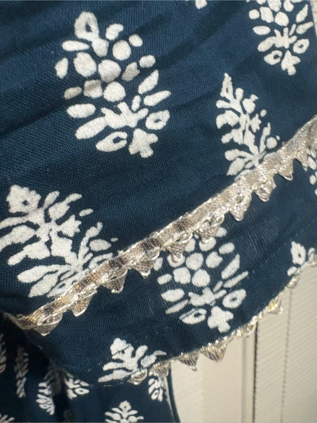 LC Size L Teal Blue Print Dress with White Pattern - photo 4