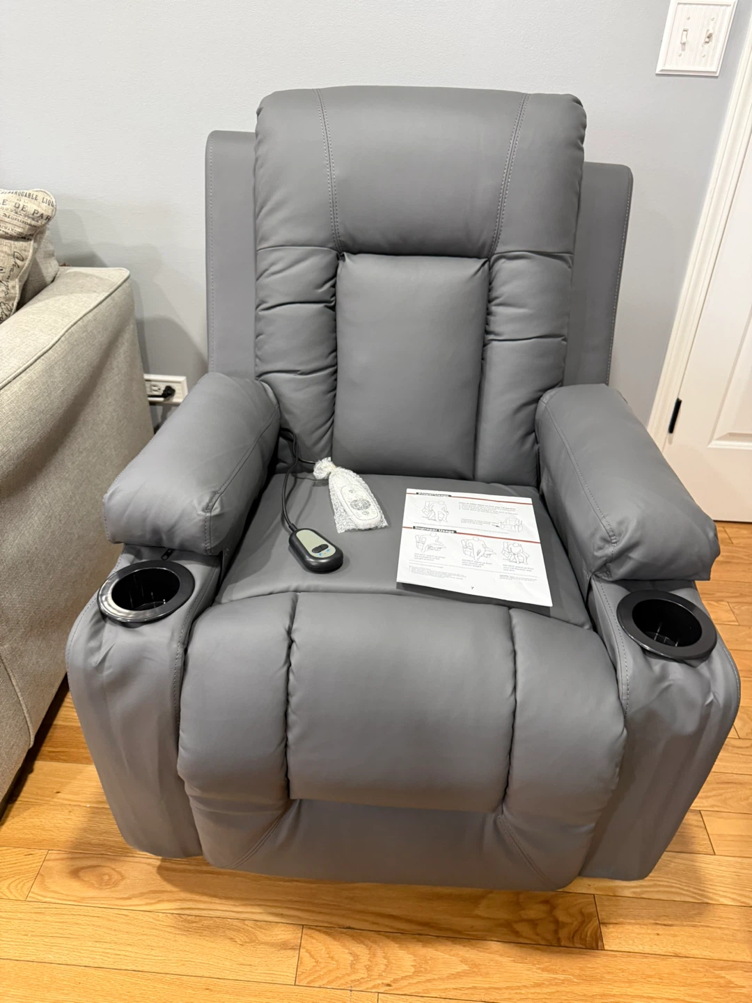 Gray Power Lift Recliner Chair with Cup Holders - photo 5