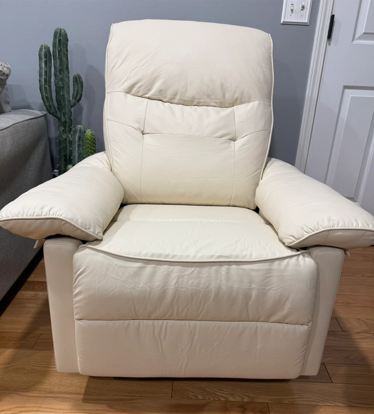 Cream Recliner Chair with Footrest