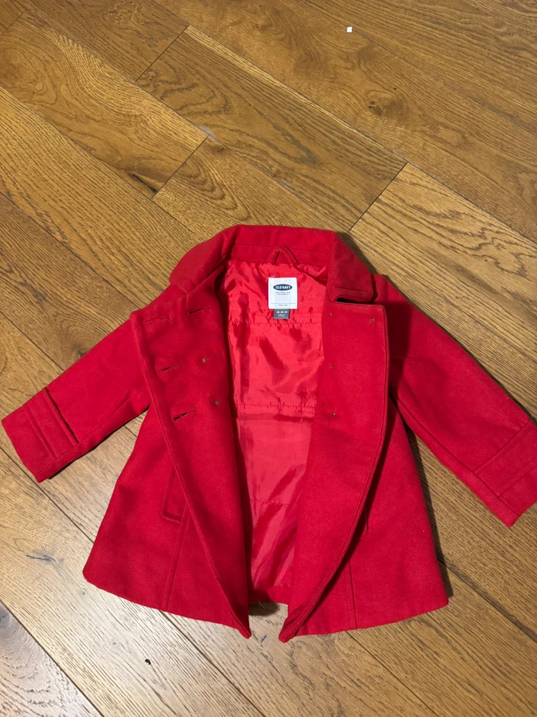 Old Navy Red Wool Blend Pea Coat - Toddler Size 18-24 Months - photo 2