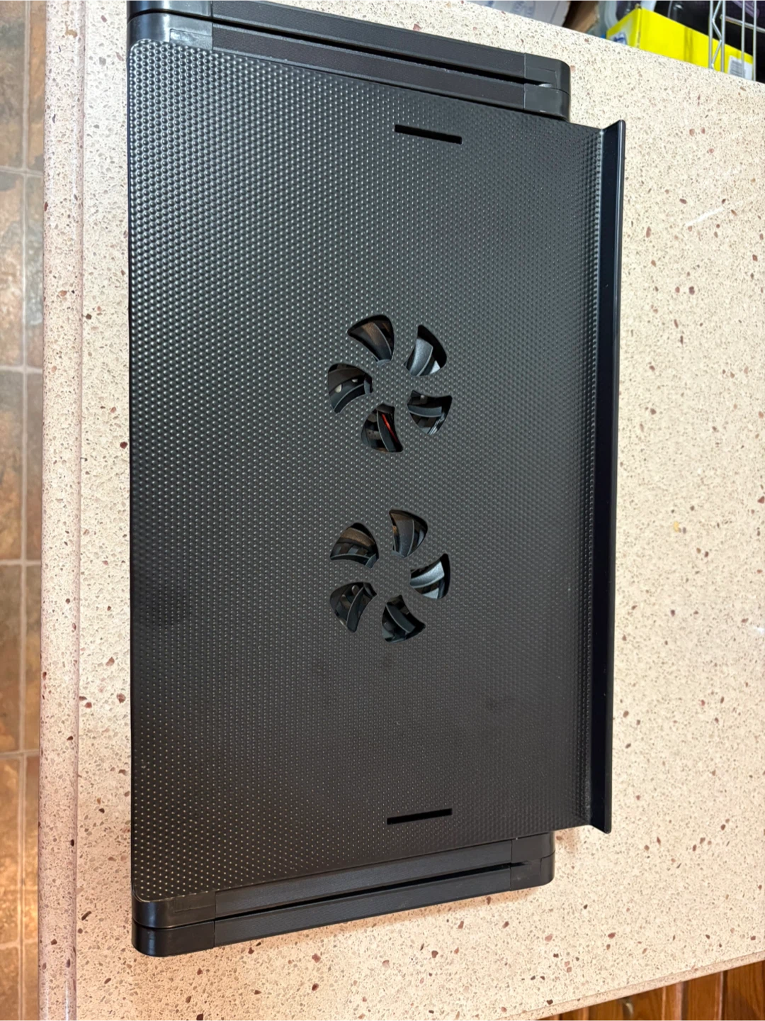 Black Adjustable Laptop Desk with Brushless Dual Fans