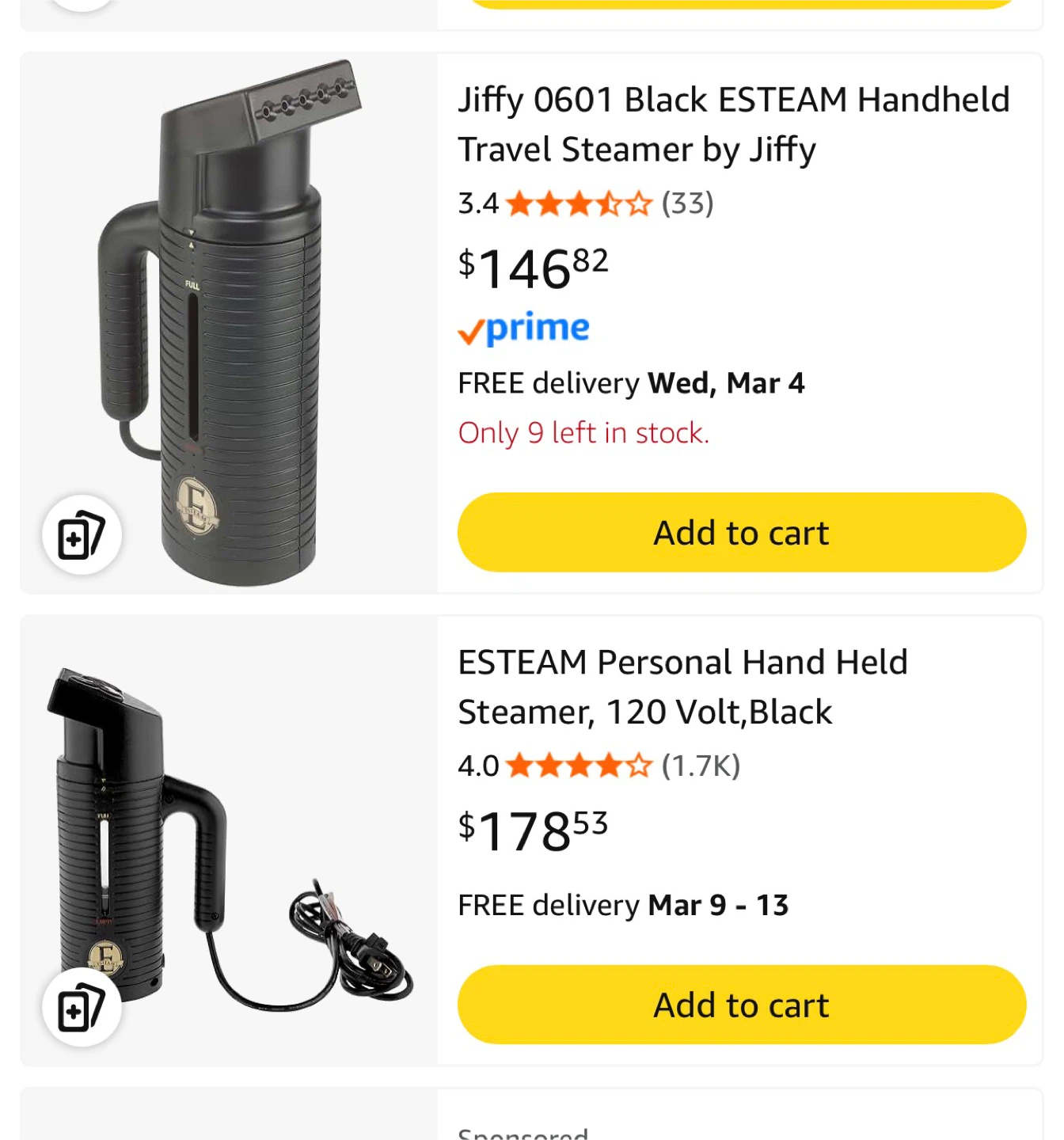 ESTEAM Personal Hand Held Steamer, 120 Volt, Black - photo 2
