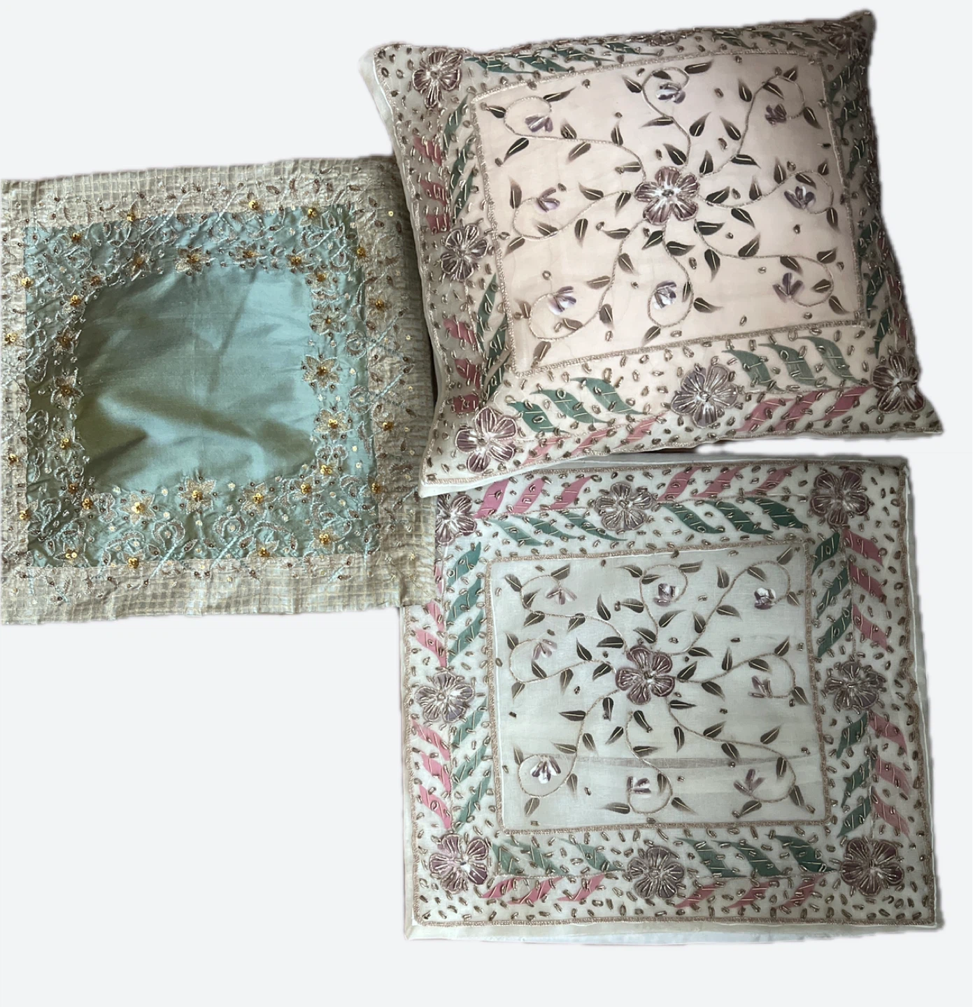 3 Embellished Square Throw Pillow Covers (Set of 2) - photo 2