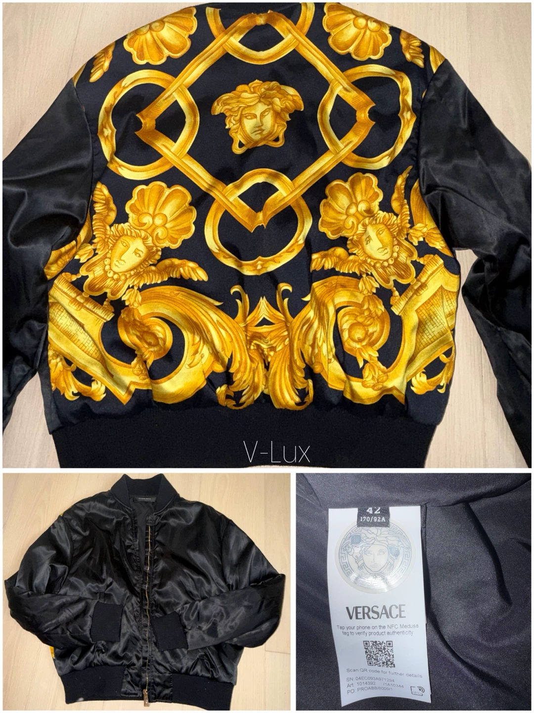 Versace Black Baroque Print Bomber Jacket - photo 2