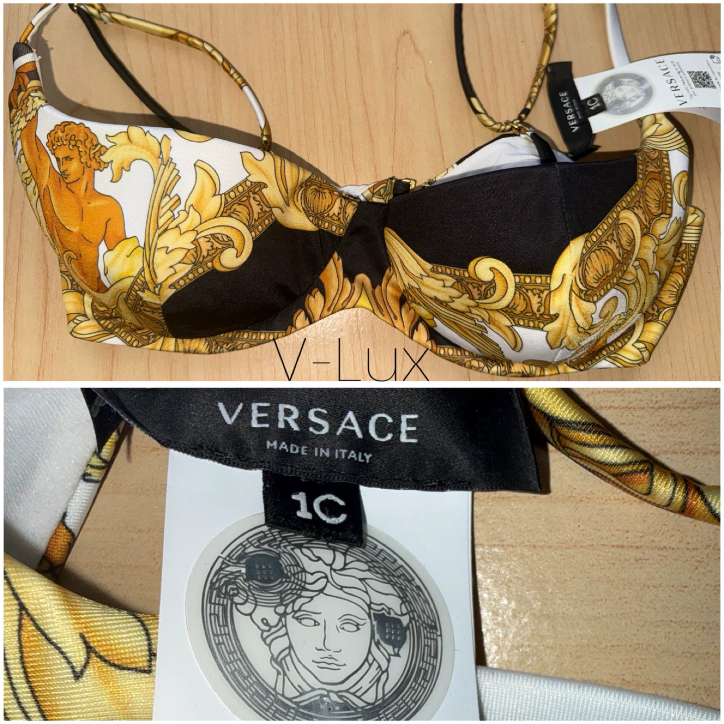 Versace "Medusa" Print Bikini Top Size 1C